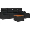 Image de vidaXL Ensemble de canapé de Jardin avec Coussin 6 pcs Noir polyrotin, Canape Moderne, Robuste et léger, résistant aux UV, fauteuils d'extérieur réglables, Parfait pour l'été