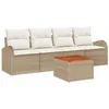 Image de vidaXL Ensemble de canapé de Jardin avec Coussin 5 pcs Beige polyrotin, Canapé de Jardin modulaire Moderne, Durable, léger et résistant aux UV, pour Relaxer avec Style extérieur