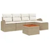 Image de Ensemble de Sofa de Jardin 6 Pièces avec Coussins Beige Rattan Acacia