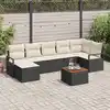 Image de vidaXL Ensemble de canapé de jardin avec coussin 8 pcs Noir polyrotin