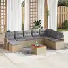Image de vidaXL Ensemble de canapé de jardin avec coussin 8 pcs Beige polyrotin