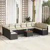 Image de vidaXL Ensemble de canapé de jardin avec coussin 11 pcs Noir polyrotin