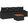 Image de vidaXL Ensemble de canapé de Jardin avec Coussin 5 pcs Noir polyrotin, Ensemble de Salon d'extérieur, canapé en rotin Moderne, Fauteuil de Jardin résistant aux UV, Meubles pour Patio