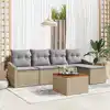 Image de vidaXL Ensemble de canapé de jardin avec coussin 6 pcs Beige polyrotin