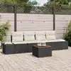Image de vidaXL Ensemble de canapé de jardin avec coussin 5 pcs Noir Poly rotin