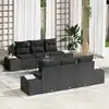 Image de vidaXL Ensemble de canapé de jardin avec coussin 7 pcs Noir polyrotin