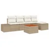 Image de Ensemble de canapés de jardin 6 pièces avec coussins Beige Rotin Synthétique Acacia