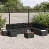 Image de vidaXL Ensemble de canapé de jardin avec coussin 9 pcs Noir polyrotin