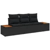 Image de vidaXL Ensemble de canapé de Jardin avec Coussin 3 pcs Noir polyrotin, Canapé modulable pour Jardin et terrasse, Meuble d'extérieur léger, résistant aux UV, Parfait pour Le Printemps et été