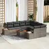 Image de vidaXL Ensemble de canapé de jardin avec coussin 9 pcs Gris Poly rotin