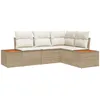 Image de Ensemble de canapés de jardin 4 pièces avec coussins Beige Poly Rotin Acacia