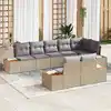 Image de vidaXL Ensemble de canapé de jardin 8 pcs Beige Poly rotin