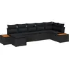 Image de vidaXL Ensemble de canapé de jardin avec coussin 7 pcs Noir polyrotin