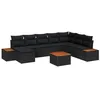 Image de vidaXL Ensemble de canapé de Jardin avec Coussin 9 pcs Noir Poly rotin, Salon en Poly rotin Moderne, léger et résistant, Parfait pour Le Jardin et la terrasse, Assise UV