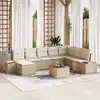 Image de vidaXL Ensemble de canapé de jardin 9 pcs Beige Poly rotin