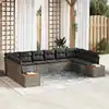 Image de vidaXL Ensemble de canapé de jardin 10 pcs Gris Poly rotin