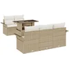 Image de Ensemble de canapé de jardin de 6 pièces avec coussins Beige Poly Rattan