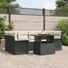 Image de vidaXL Ensemble de canapé de jardin avec coussin 7 pcs Noir Poly rotin