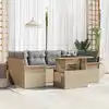 Image de vidaXL Ensemble de canapé de jardin 7 pcs Beige Poly rotin