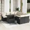 Image de vidaXL Ensemble de canapé de jardin avec coussin 9 pcs Noir Poly rotin