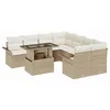 Image de vidaXL Ensemble de canapé de Jardin 9 pcs Beige Poly rotin, Sofa en Rattan Moderne pour Jardin et terrasse, Bois Acacia résistant UV, Ensemble Salon Durable