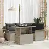 Image de vidaXL Ensemble de canapé de jardin 5 pcs Gris clair Poly rotin