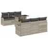 Image de vidaXL Ensemble de canapé de Jardin 7 pcs Gris Clair Poly rotin, Mobilier d'extérieur en kit pour Jardin et terrasse, résistant aux UV, Arrangement Repas rectangulaire