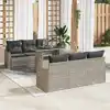Image de vidaXL Ensemble de canapé de jardin 7 pcs Gris clair Poly rotin