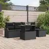 Image de vidaXL Ensemble de sièges d'extérieur 6 pcs Noir Poly rotin
