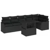 Image de vidaXL Ensemble de canapé de Jardin avec Coussin 7 pcs Noir Poly rotin, Pieds réglables, canapé de Jardin modulaire Moderne, mobilier en rotin, Table rectangulaire, déperlant et résistant