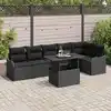 Image de vidaXL Ensemble de Canapés avec coussin 7 pcs Noir Poly rotin