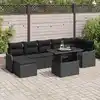 Image de vidaXL Ensemble de canapé de jardin avec coussin 8 pcs Noir Poly rotin