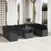Image de vidaXL Ensemble de canapé de jardin 11 pcs Noir Poly rotin