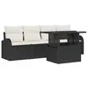 Image de vidaXL Ensemble de canapé de Jardin avec Coussin 5 pcs Noir Poly rotin, Canapé de Jardin et terrasse, Moderne, léger, résistant aux UV, Ensemble extérieur pour Patio