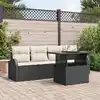 Image de vidaXL Ensemble de canapé de jardin avec coussin 5 pcs Noir Poly rotin