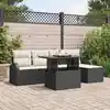 Image de vidaXL Ensemble de canapé de jardin avec coussin 6 pcs Noir polyrotin