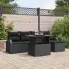 Image de vidaXL Ensemble de canapé de jardin avec coussin 6 pcs Noir polyrotin