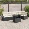 Image de vidaXL Ensemble de canapé de jardin avec coussin 7 pcs Noir Poly rotin