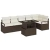 Image de vidaXL Ensemble de canapé de Jardin 7 pcs Marron Poly rotin, Salon de Jardin, Ensemble modulable pour extérieur, matériaux durables, résistant aux UV, Design rectangulaire
