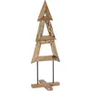 Image de vidaXL Sapin de Noël avec Support Marron 120 cm Bois de Teck Solide, Arbre de Noël en Bois Rustique, déco Durable pour Les fêtes, Touche saisonnière pour Le Salon, pour Une Ambiance chaleureuse