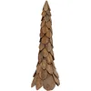 Image de vidaXL Sapin de Noël avec Support Marron 111 cm Bois de Teck Solide, Décor de Salon, Arbre de Noël en Teck Rustique, Touche Festive intérieure, Accent Chic Beige