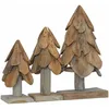 Image de vidaXL Sapin de Noël avec Support 3 pcs Marron Bois de Teck Solide, Sapin de Noël Rustique, déco de fête Chic, pièce maîtresse d'intérieur, Ornement Simple à la Maison