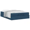 Image de vidaXL Cadre de lit avec Matelas 2 pcs Bleu Tissu, Cadre de lit Moderne, Design rectangulaire, Matelas en Mousse Confortable, Solution de Rangement, Meuble stylé