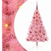 Image de vidaXL Sapin de Noël Artificiel pré-éclairé Rose 120 cm PVC, Arbre de Noël Moderne en Forme de cône, éclairage de Vacances USB, Display LED, déco Festive pour Le Salon et Le Jardin