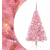 Image de vidaXL Sapin de Noël Artificiel pré-éclairé Rose 120 cm PVC, Arbre de Noël Moderne en Forme de cône, éclairage de Vacances USB, Display LED, déco Festive pour Le Salon et Le Jardin