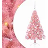 Image de vidaXL Sapin de Noël Artificiel pré-éclairé Rose 120 cm PVC, Arbre de Noël Moderne en Forme de cône, éclairage de Vacances USB, Display LED, déco Festive pour Le Salon et Le Jardin