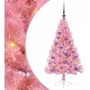Image de vidaXL Sapin de Noël Artificiel pré-éclairé Rose 120 cm PVC, Arbre de Noël Moderne en Forme de cône, éclairage de Vacances USB, Display LED, déco Festive pour Le Salon et Le Jardin