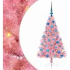 Image de vidaXL Sapin de Noël Artificiel pré-éclairé Rose 120 cm PVC, Arbre de Noël Moderne en Forme de cône, éclairage de Vacances USB, Display LED, déco Festive pour Le Salon et Le Jardin