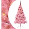 Image de vidaXL Sapin de Noël Artificiel pré-éclairé Rose 150 cm PVC, Arbre de Noël Moderne en Forme de cône, éclairage de Vacances USB, Display LED, déco Festive pour Le Salon et Le Jardin