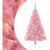 Image de vidaXL Sapin de Noël Artificiel pré-éclairé Rose 150 cm PVC, Arbre de Noël Moderne en Forme de cône, éclairage de Vacances USB, Display LED, déco Festive pour Le Salon et Le Jardin
